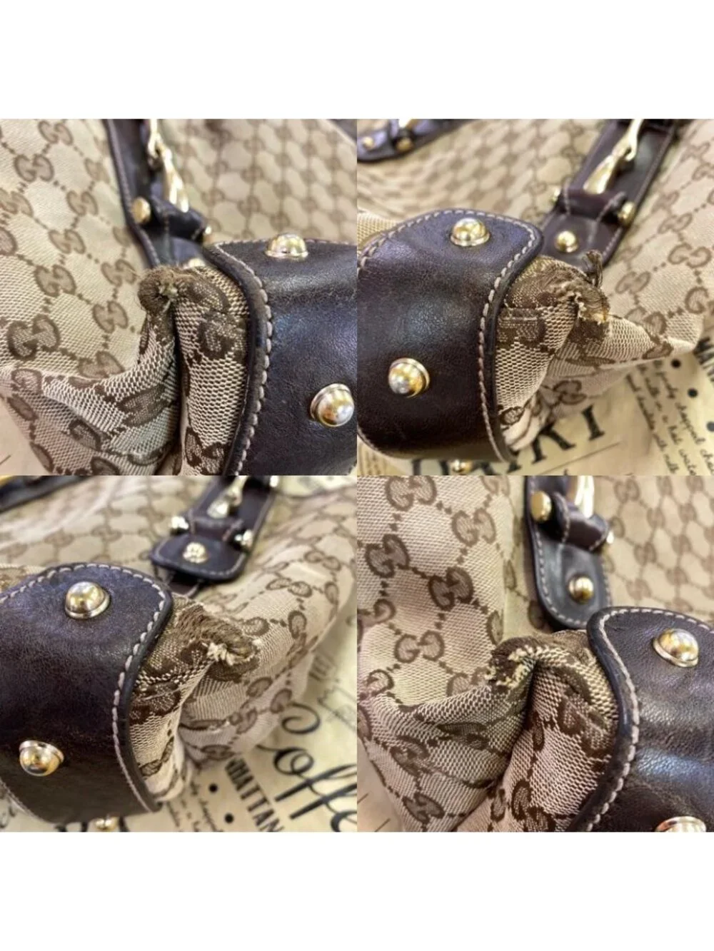 Gucci Tote Shoulder Bag GG Canvas Horsebid - Picture 13 of 16